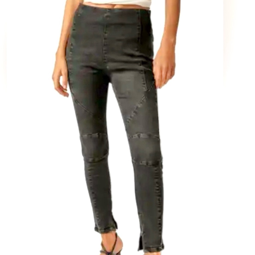 We the Free Bella Moto Mid Rise Skinny Worn Black jeans sz 30